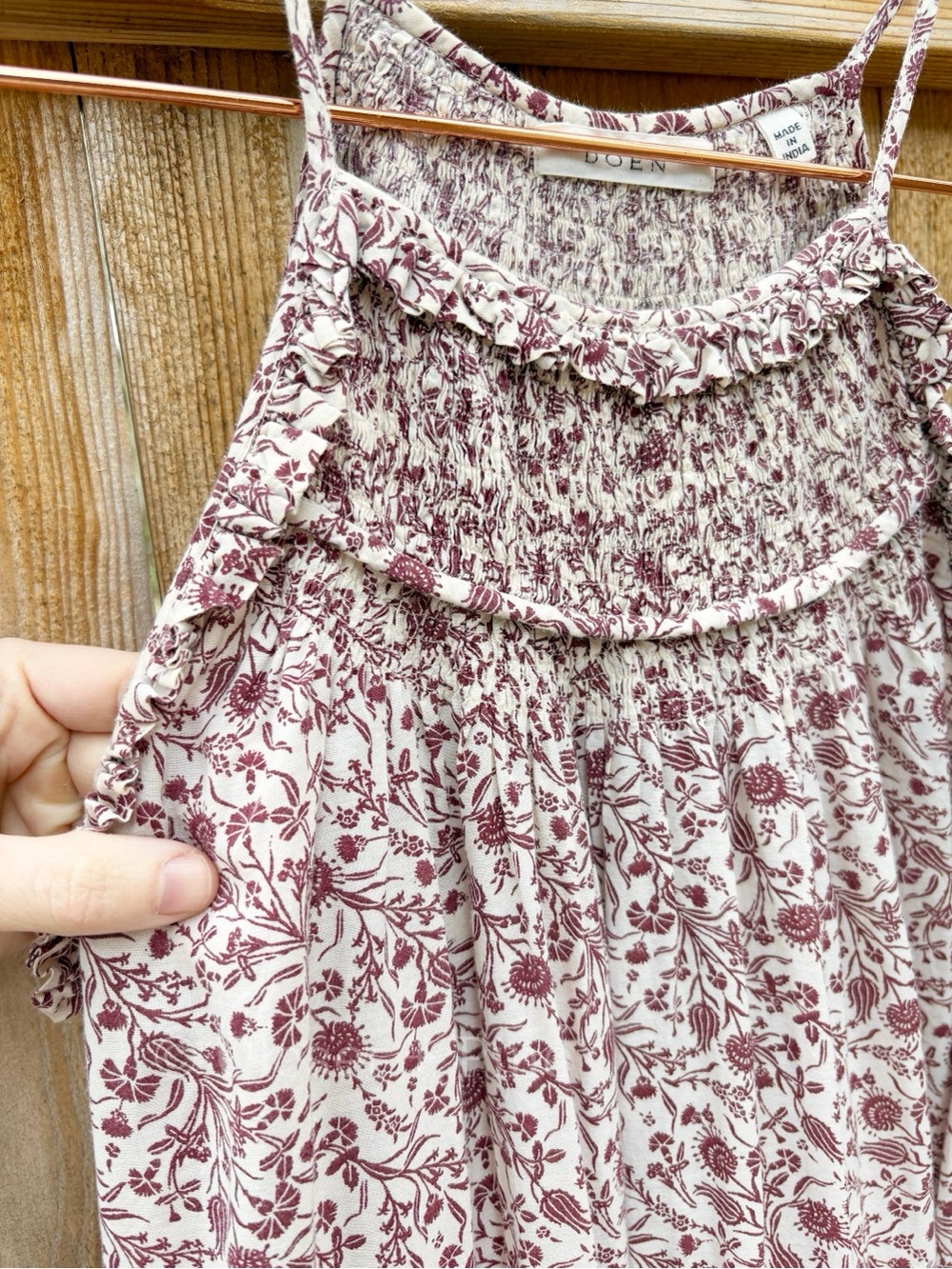Doen Pierre Dress in Blush Mini Earl Floral Midi Size XS Red Cream Boho - Picture 10 of 15